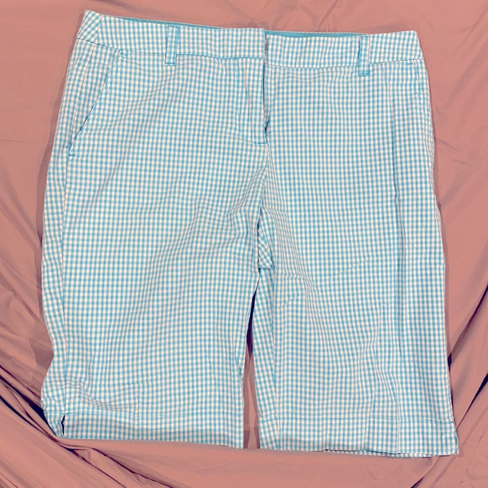 NY&Co Blue Gingham Bermuda Shorts